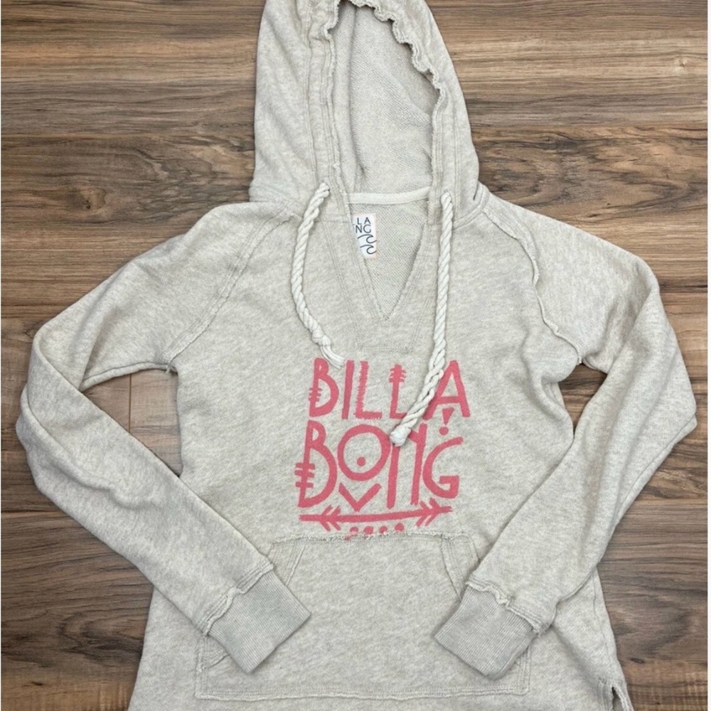 Billabong Women's Beige Hoodie with Pink Graphic